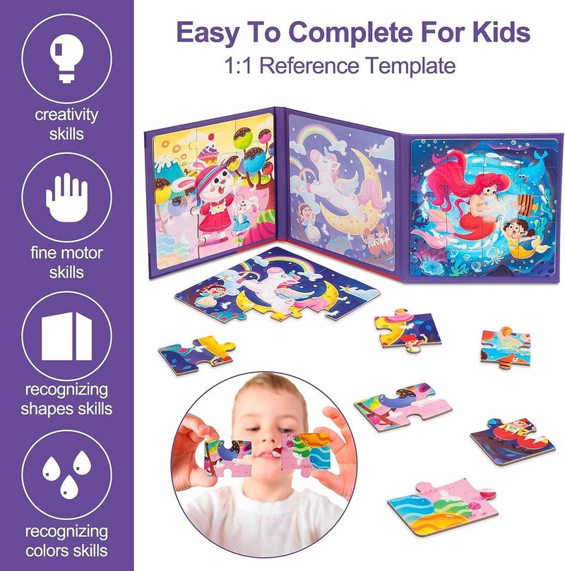 X spring Magnetic Jigsaw Puzzles, Magnetic Story Puzzles for toddlers, 12-16-20 pieces for toddlers, and perfect travel activities for children ages 3-4-5 - Image 3