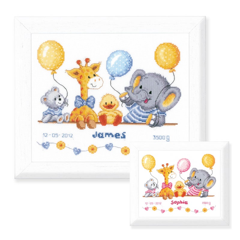 Vervaco Counted Cross Stitch Kit Baby Shower II 10.8 inch x 8.8 inch - Image 1