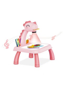 Generic Pink Dinosaur Projection Table, Children'S Drawing Projector With Flashlight Slide Projector Toy, Tracing Sketch Table With Light Music, Suitable For Early Art Learning Game Gifts  - Image 1