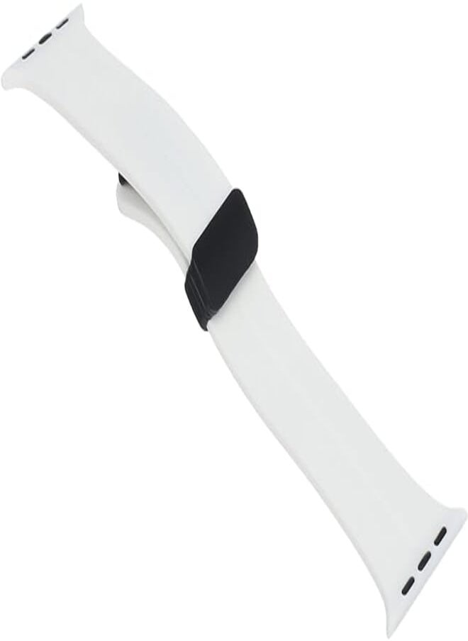 Generic - Generic Apple Watch Band 42mm 44mm 45mm 49mm, Sport Silicone D-Clasp Replacement Wristband for Apple Watch Series 8/Ultra/7/SE/6/5/4/3/2/1, iWatch Strap Men Women (White) - Image 1