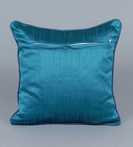 IM FAB Jacquard Fabric 200 TC Cushion Cover. (12X12 INCH, Blue/Firozi) - Image 2