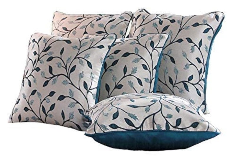 IM FAB Jacquard Fabric 200 TC Cushion Cover. (12X12 INCH, Blue/Firozi) - Image 1