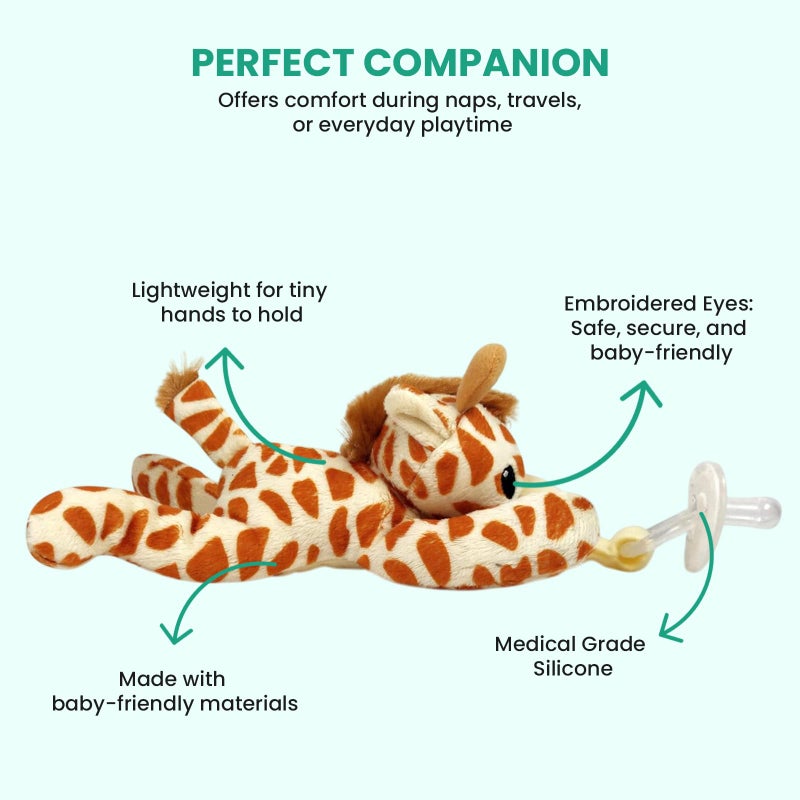 Pepe n Tito Detachable Pacifier Holder â€“ Silicone Pacifier with Stuffed Animal â€“ Removeable Baby Pacifier Holder for Cuddling with Comfort, (Giraffe) - Image 5