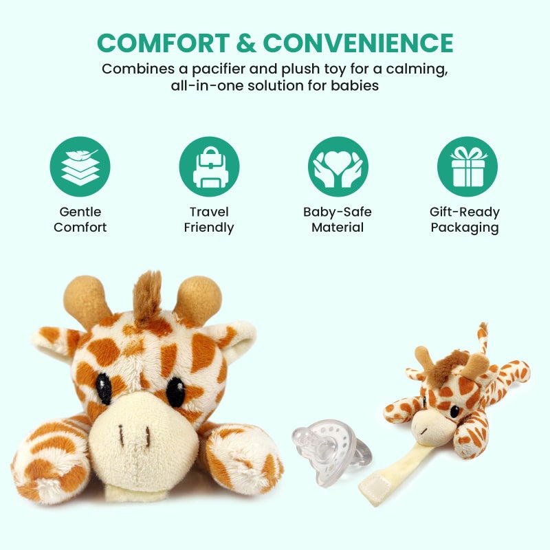 Pepe n Tito Detachable Pacifier Holder â€“ Silicone Pacifier with Stuffed Animal â€“ Removeable Baby Pacifier Holder for Cuddling with Comfort, (Giraffe) - Image 4