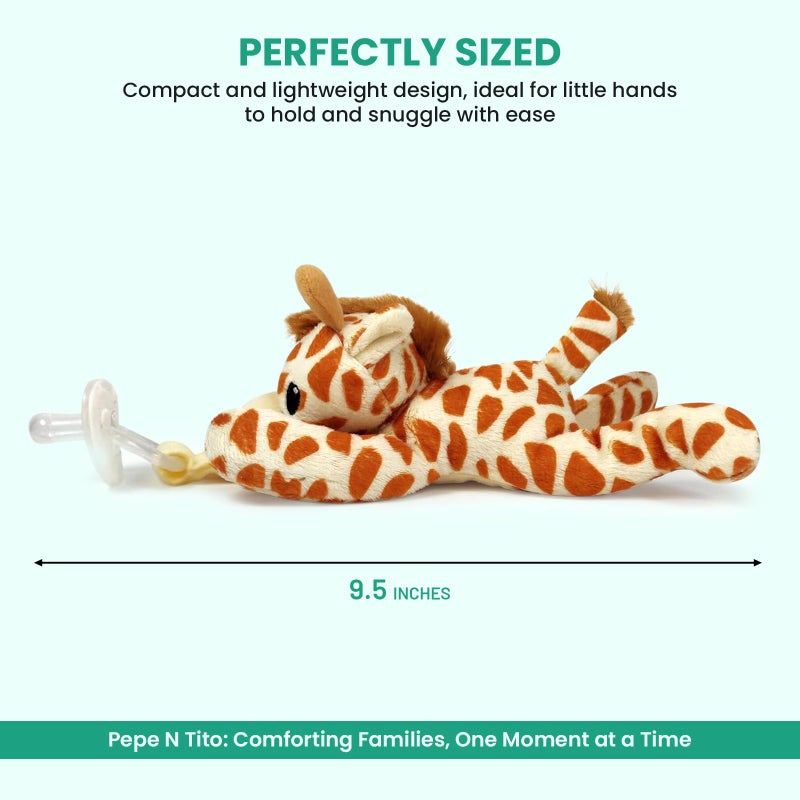 Pepe n Tito Detachable Pacifier Holder â€“ Silicone Pacifier with Stuffed Animal â€“ Removeable Baby Pacifier Holder for Cuddling with Comfort, (Giraffe) - Image 2