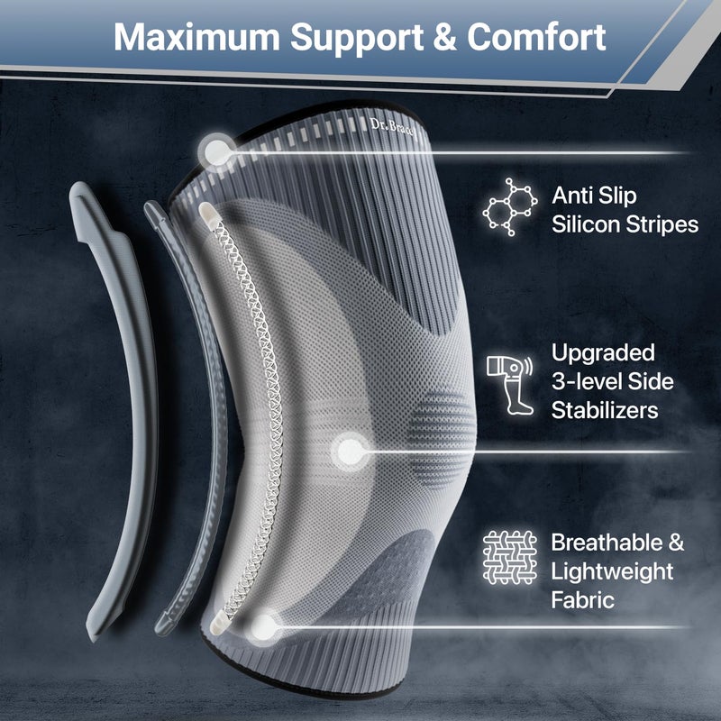 Dr. Brace Elite Knee Brace With Size Stabilizer (2 Pack) Knee Brace For Women & Men  Workout  Sports  Daily Knee Compression Sleeve For Maximum Knee Pain Support & Fast Recovery (Uranus  Large) - Image 3