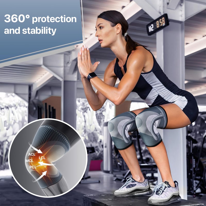 Dr. Brace Elite Knee Brace With Size Stabilizer (2 Pack) Knee Brace For Women & Men  Workout  Sports  Daily Knee Compression Sleeve For Maximum Knee Pain Support & Fast Recovery (Uranus  Large) - Image 5