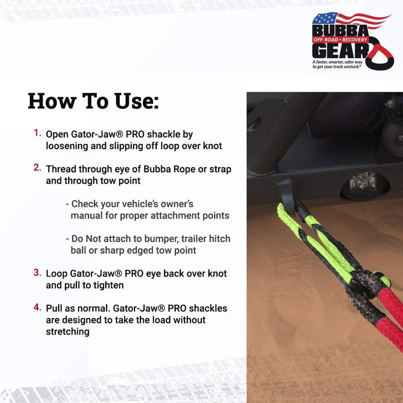 Bubba Rope Gator-Jaw PRO Synthetic Shackle, 7/16” – Heavy-Duty Vehicle Tow Shackle: Max 52,300 lbs. Capacity - Green - Image 4