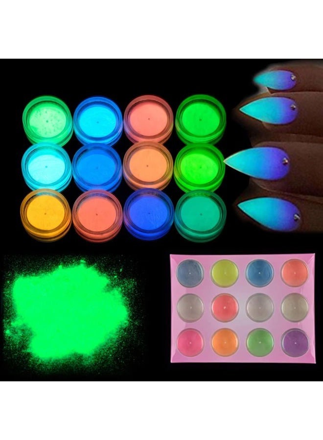 MEILINDS Night Fluorescence Pigment Ultrafine Glitter Glow Powder Nail Art Dust Luminous Decor Tip Beauty Tool 12 Colors - Image 2