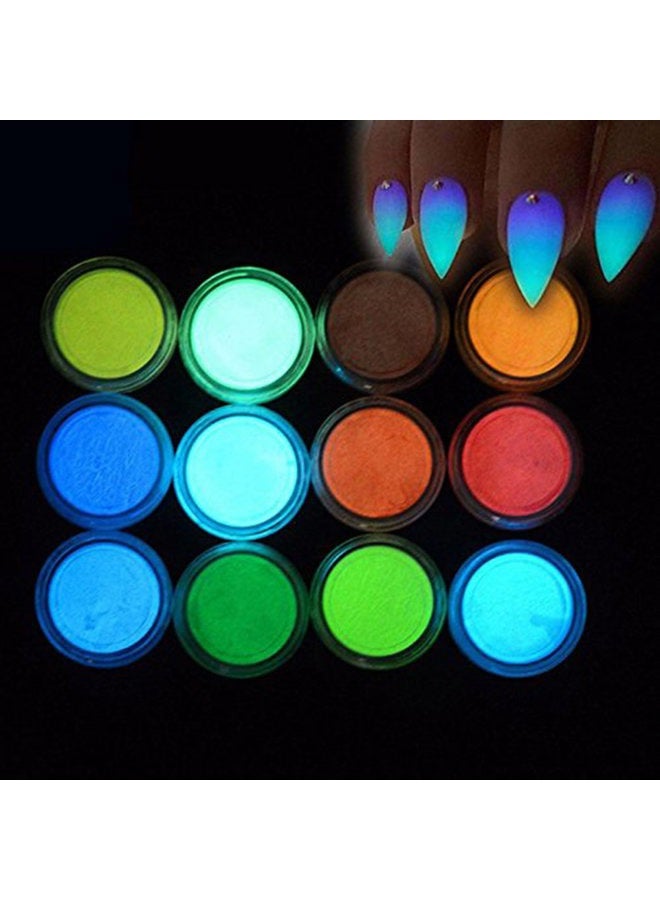 MEILINDS Night Fluorescence Pigment Ultrafine Glitter Glow Powder Nail Art Dust Luminous Decor Tip Beauty Tool 12 Colors - Image 1