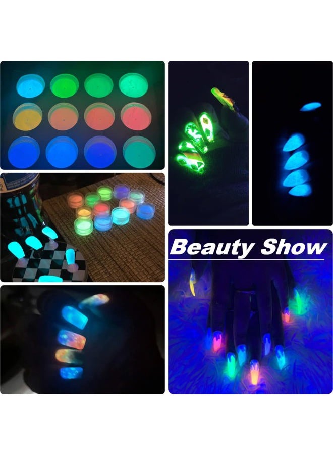 MEILINDS Night Fluorescence Pigment Ultrafine Glitter Glow Powder Nail Art Dust Luminous Decor Tip Beauty Tool 12 Colors - Image 5