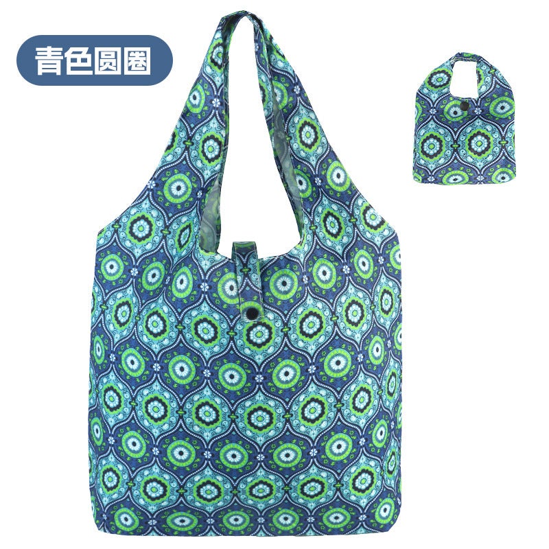 New Waterproof Large Capacity Folding Shopping Bag Printed Portable Handbag Environmentally Friendly Storage Bag - Image 1