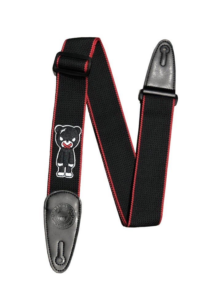 IKARIKUMA Guitar Strap, Cotton – Thick & Breathable Design, Adjustable & Detachable, Comfortable for All Guitars (KGS-016 Red/Black) - Image 1