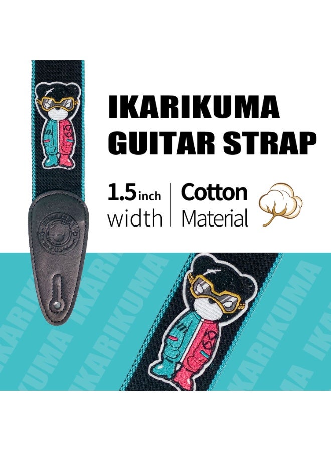 IKARIKUMA Guitar Strap, Cotton – Thick & Breathable Design, Adjustable & Detachable, Comfortable for All Guitars (KGS-016 Red/Black) - Image 2