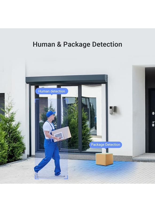 إيزفيز جرس باب لاسلكي بكاميرا بعدسة مزدوجة بسعة تخزين 32 GB بدون رسوم شهرية مزود بكشف حركة الأشخاص والأشياء، يعمل بالكهرباء أو البطارية، مزود بلوح شمسي وتصوير 2K ورؤية ليلية ودعم اليكسا (EP3x Pro) من ازفيف - Image 4