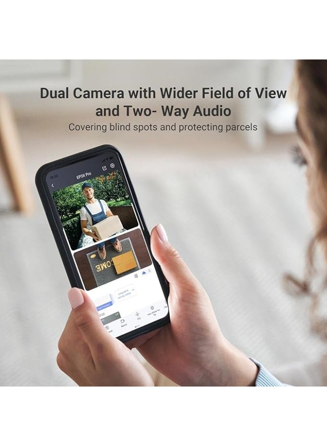 إيزفيز جرس باب لاسلكي بكاميرا بعدسة مزدوجة بسعة تخزين 32 GB بدون رسوم شهرية مزود بكشف حركة الأشخاص والأشياء، يعمل بالكهرباء أو البطارية، مزود بلوح شمسي وتصوير 2K ورؤية ليلية ودعم اليكسا (EP3x Pro) من ازفيف - Image 3