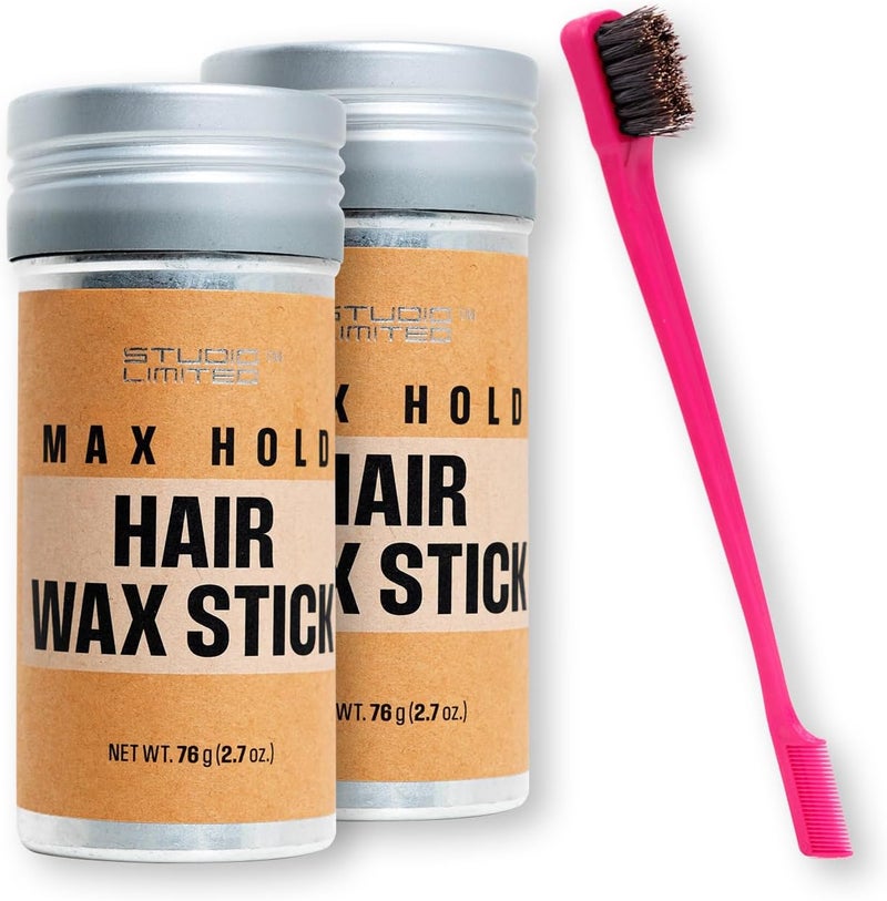 STUDIO LIMITED Hair Wax Stick Max Hold 2.7oz/76g (2 Pcs/Brush 1) - Image 1