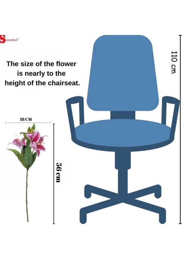 Satyam Kraft SATYAM KRAFT 3 Head Lily Artificial Flowers Sticks for for Gifting, Home Decor, Office, Bedroom, Living Room, Restaurant, Wedding, Christmas,Valentine,Decoration (Without Vase Pot) (Blue, Pack of 1)  - Image 3