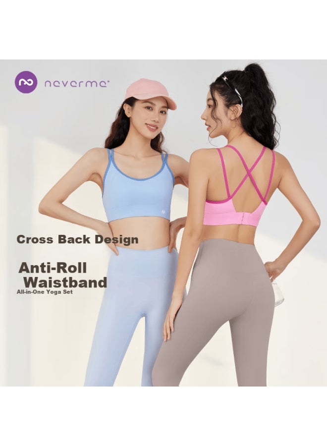 Never Me Women's Cross Back Wireless Bra Integrated Fitness Tank Top High-intensity Yoga Running Shockproof Anti-sagging - Image 1