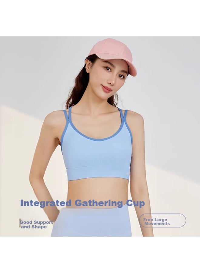 Never Me Women's Cross Back Wireless Bra Integrated Fitness Tank Top High-intensity Yoga Running Shockproof Anti-sagging - Image 2