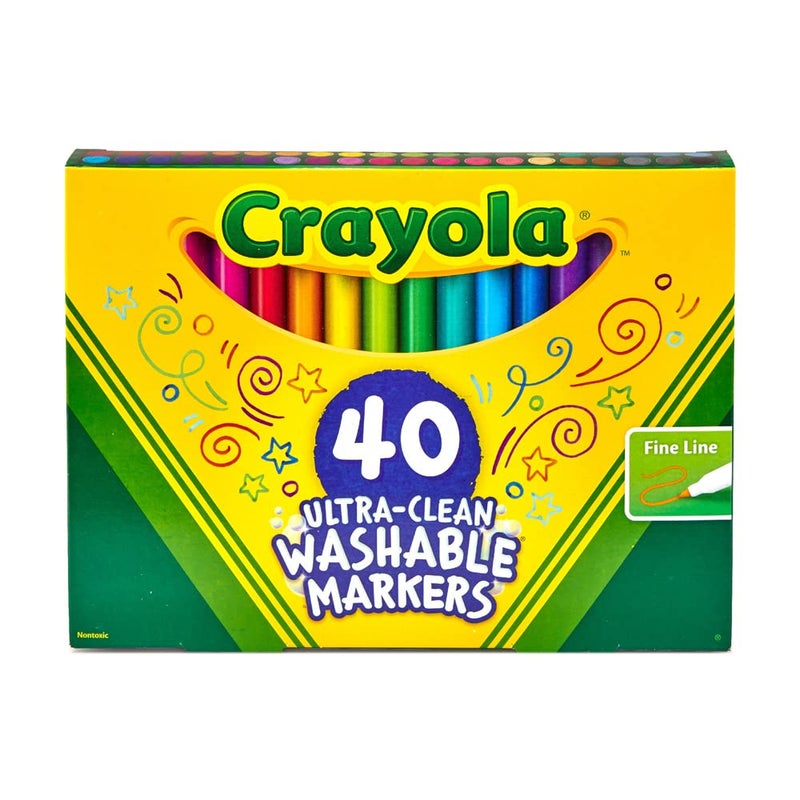 Crayola Ultra Clean Fine Line Washable Markers (40ct), Colored Markers for Kids, Fine Tip, Coloring Book Art Supplies, Gifts for Kids, Ages 3, 4, 5 - Image 4
