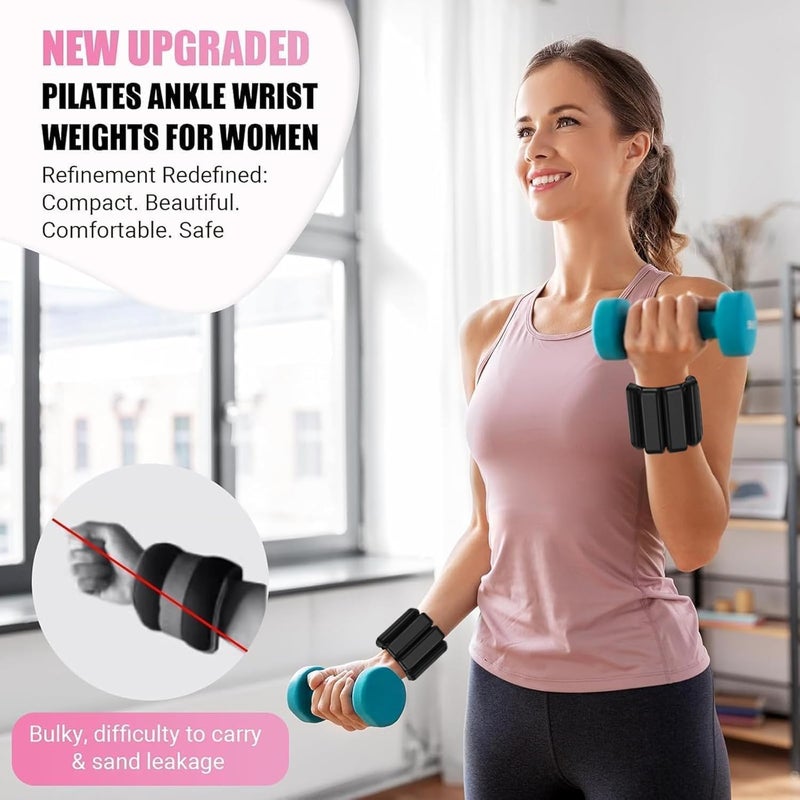 Unisex adjustable Pilates ring set, heavy-duty wearable arm and leg weights, 2 pieces (1 lb each) for walking, yoga, dance, barre, gym, Pilates, and hiking. - Image 4