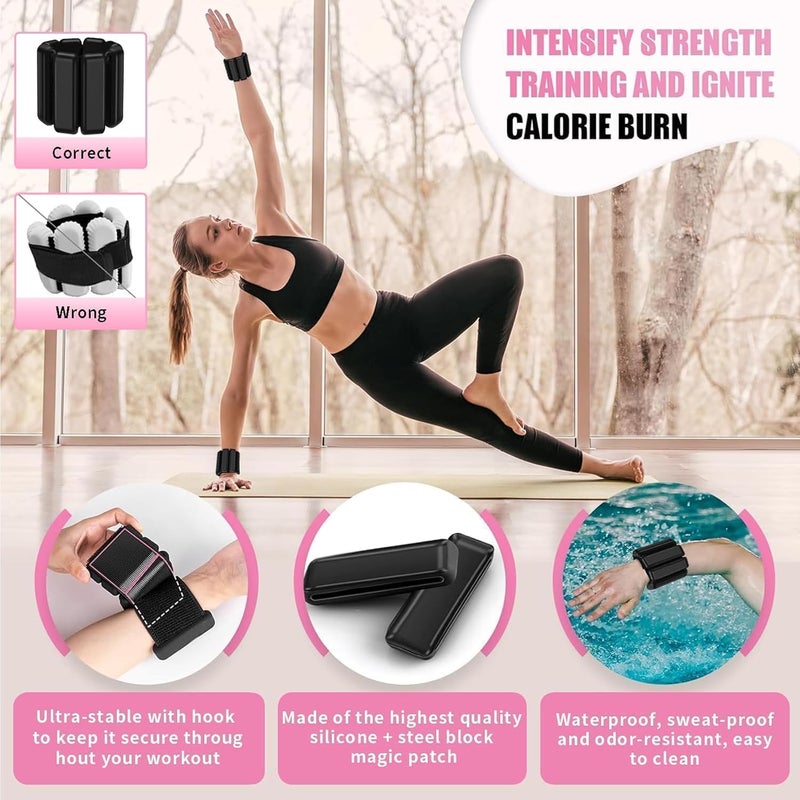 Unisex adjustable Pilates ring set, heavy-duty wearable arm and leg weights, 2 pieces (1 lb each) for walking, yoga, dance, barre, gym, Pilates, and hiking. - Image 3