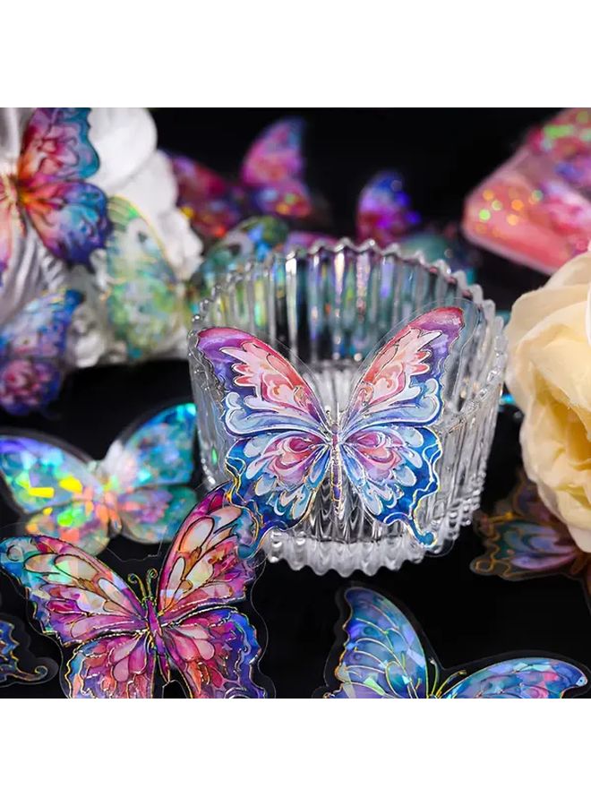20 Pcs Light Colorful 3D Butterfly Stickers Holographic Glitter Resin For Scrapbooking Journaling Crafts - Image 4