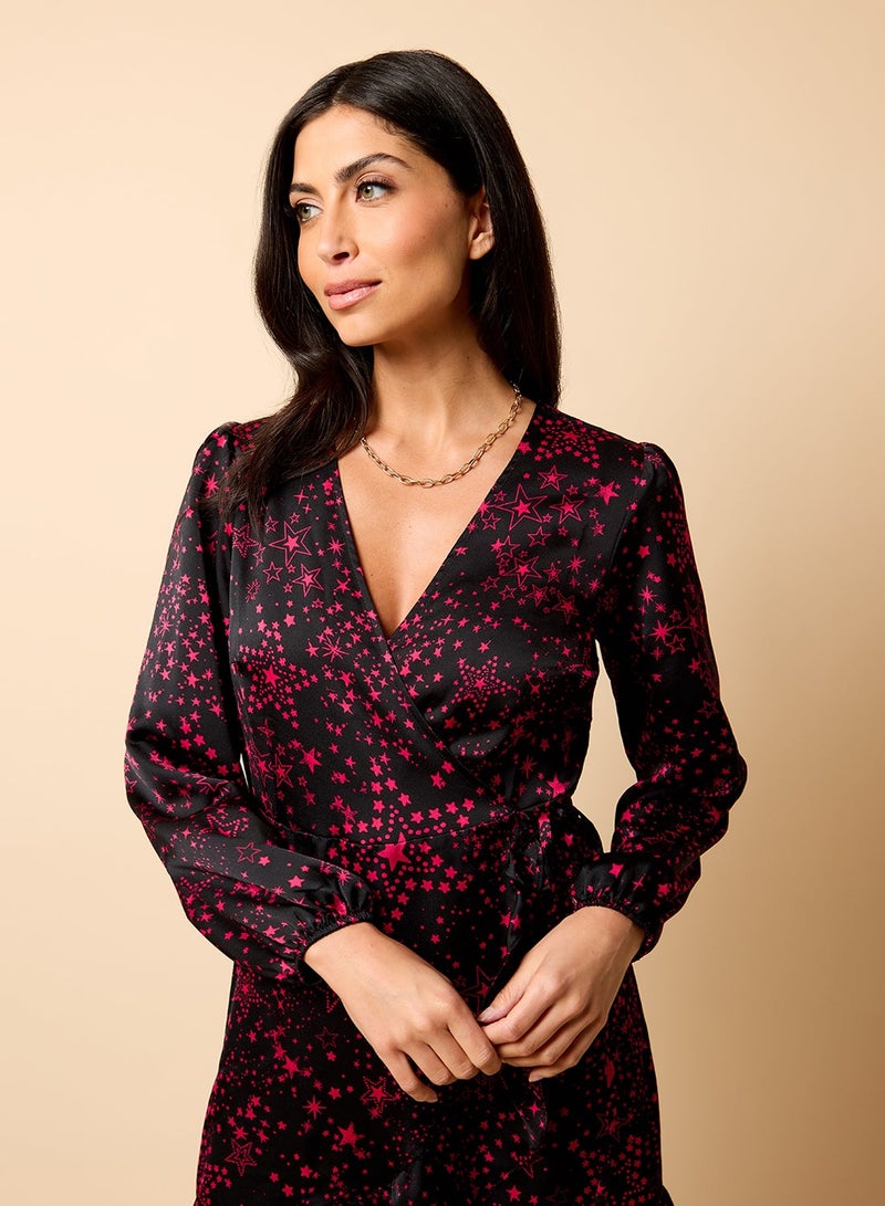 Little Mistress Star Wrap Mini Dress - Image 4