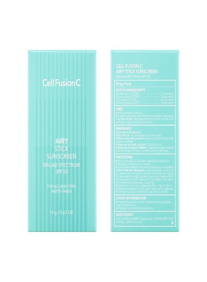 سيل فيوجن سي واقي الشمس Cell Fusion C Airy Stick، واسع الطيف SPF 50 + Phyto PDRN، لمسة نهائية غير لامعة وغير مرئية، يتحكم في الزيوت الزائدة، حجم مناسب للسفر، 19 جم / 0.67 أونصة. - Image 3