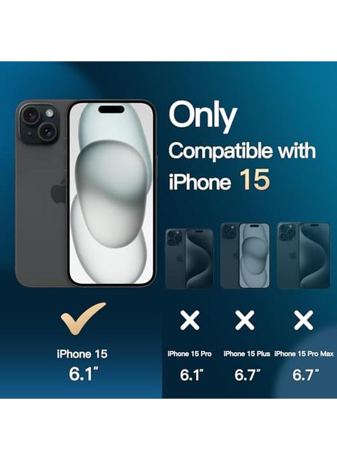 جي تيك جراب 5 في 1 لهاتف Iphone 15 مقاس 6.1 بوصة مع قطعتين من واقي الشاشة الزجاجي المقوى وواقي عدسة الكاميرا، غطاء هاتف مضاد للصدمات غير قابل للاصفرار، أسود - Image 2