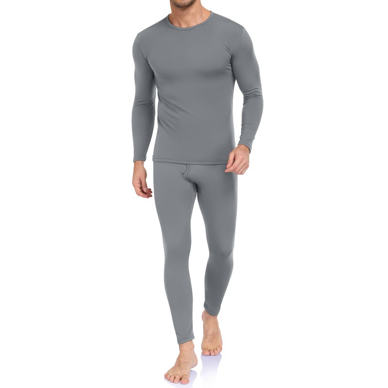 WEERTI Thermal Underwear for Men Long Johns with Fleece Lined Base Layer Men Cold Weather Top Bottom Grey