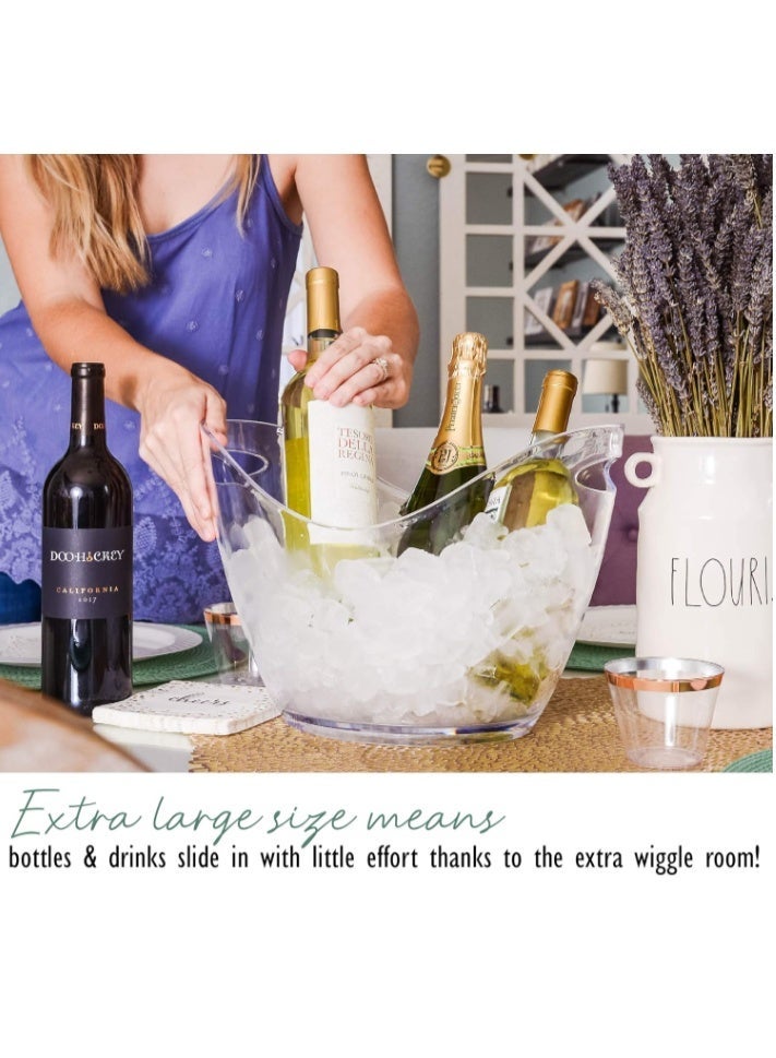GOGOGO Ice Bucket Clear Acrylic 8 Liter Plastic Tub For Drinks and Parties, Food Grade, Holds 5 Full-Sized Bottles and Ice 1 - Image 2