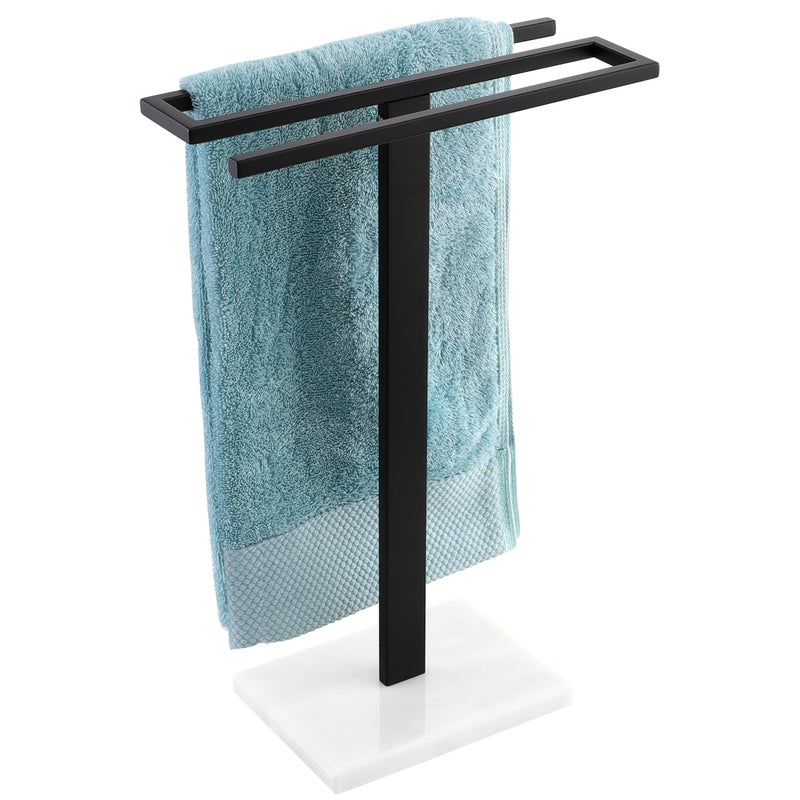 KES Black Hand Towel Holder Free Standing Towel Rack Towel Stand SShape with Marble Base for Bathroom Countertop SUS304 Stainless Steel Matte Black BTH223BK
