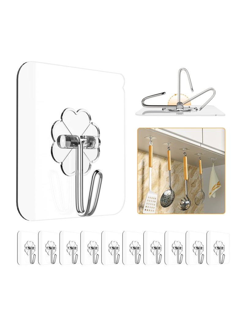 10 Pieces Heavy Duty Adhesive Waterproof Hooks for Kitchen, Bathroom, Indoor Home and Office  - Image 1