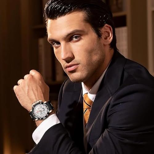 LIGE Men's Chronograph Watch, Multifunction Sport Watch with Stopwatch, Date, Luminous Hands, Water Resistant Rose Case Black Silicone Strap Wristwatch for Outdoor - Image 4