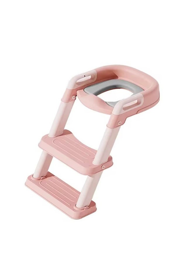 Generic Padded Kids Toilet Training Seat with Step and Handles – pink Color  - Image 3