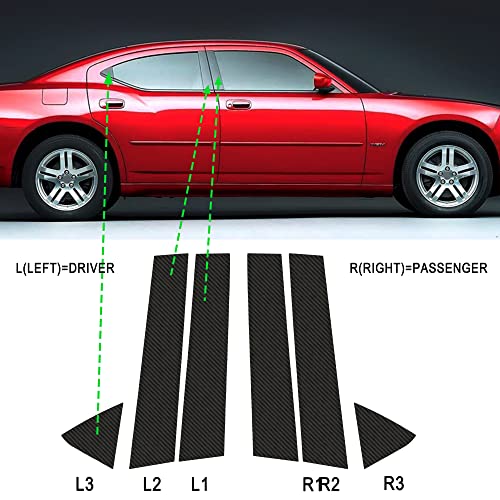 TOMALL Car Window Pillar Post Vinyl Stickers Compatible with Dodge Charger 2006-2010 Carbon Fiber Window Column Decals Overlay Wrap Trim Car Exterior Accessories Decoration (Carbon Fiber) - Image 3