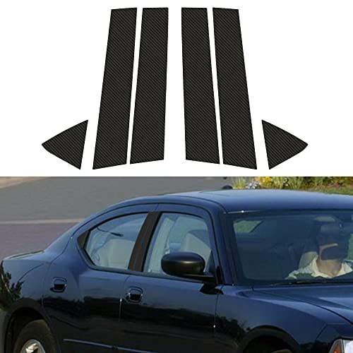 TOMALL Car Window Pillar Post Vinyl Stickers Compatible with Dodge Charger 2006-2010 Carbon Fiber Window Column Decals Overlay Wrap Trim Car Exterior Accessories Decoration (Carbon Fiber) - Image 1