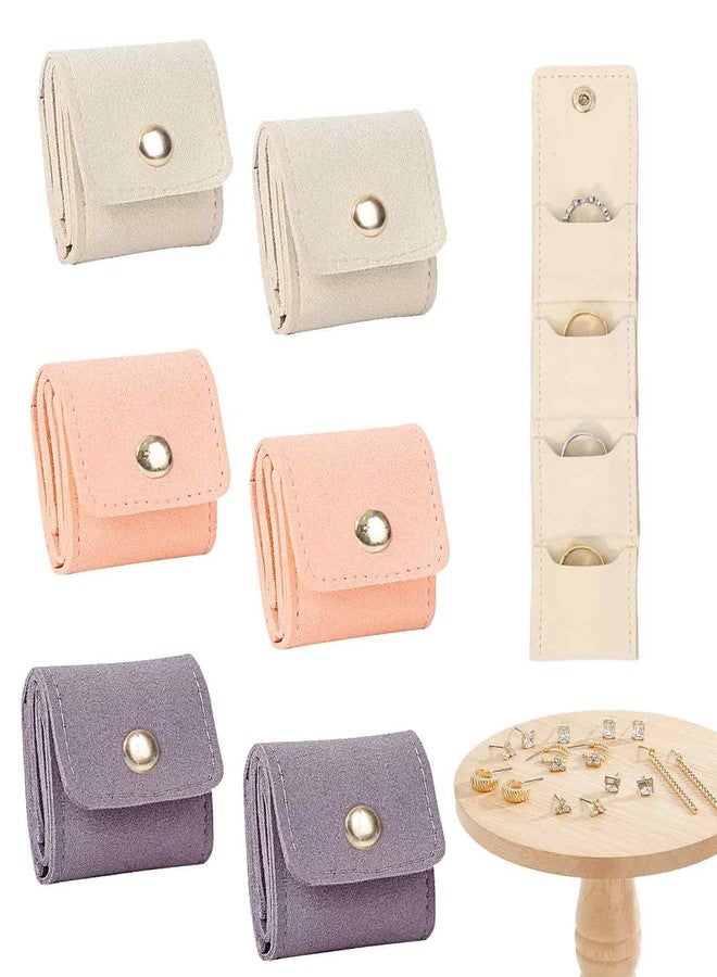 Geyynow 6PCS Mini Jewelry Travel Pouch, Foldable Jewelry Roll Bag with Buckle for Journey Rings Necklaces Earrings - Image 1