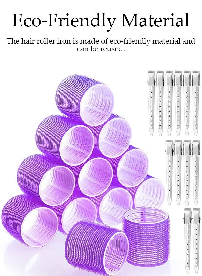 DUNISO 24Pcs Large Hair Rollers Set, 12 Pcs Self Grip Holding Hair Rollers Curlers 60 x 62 mm & 12 Pieces Duckbill Sectioning Clips for Salon Barber Hairdressing, Hair Styling Rollers, Hair Accessories - Image 3