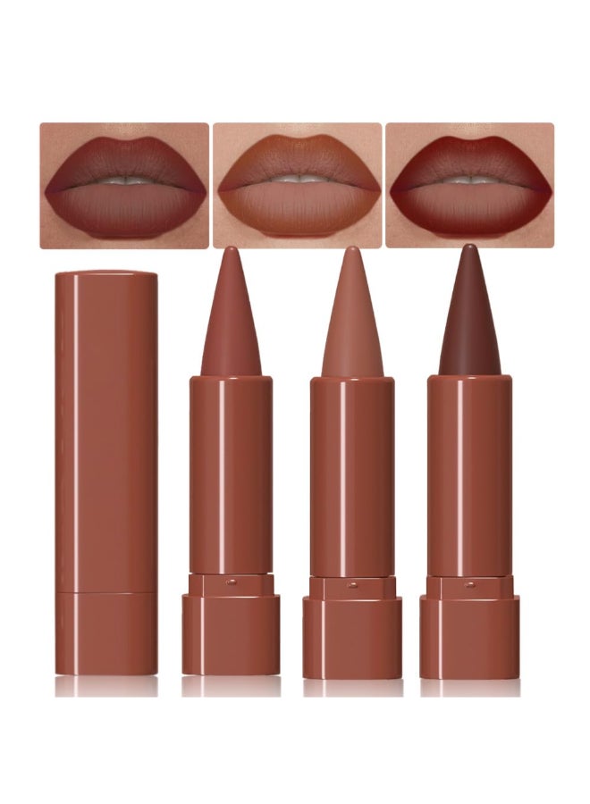 FeiCuiYun 3Pcs Matte Lip Crayon Lip Liner and Lipstick Combo Sets Gradient Matte Lip Bar Lipstick And Lip Liner Set Contour Gradual Ombre Effect Lip Pencil For Old Women Long Lasting Waterproof Smudge Proof - Image 2