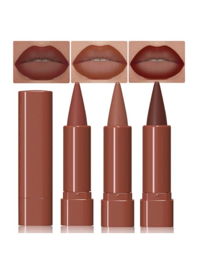 FeiCuiYun 3Pcs Matte Lip Crayon Lip Liner and Lipstick Combo Sets Gradient Matte Lip Bar Lipstick And Lip Liner Set Contour Gradual Ombre Effect Lip Pencil For Old Women Long Lasting Waterproof Smudge Proof - Image 1