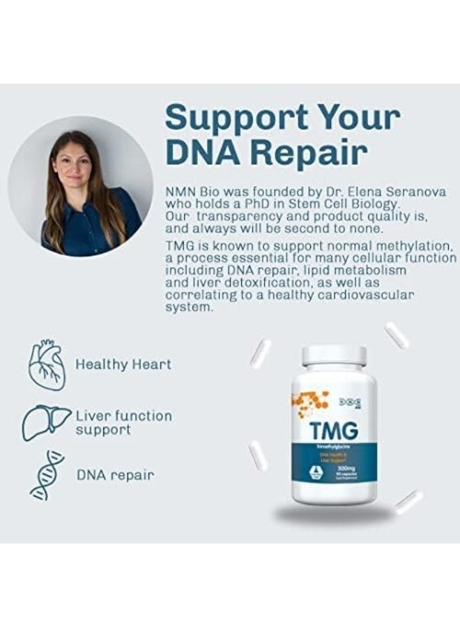NMN Bio Nmn Trimethylglycine (Tmg) 500Mg Methylation And Nad+ Support For Cellular Health 90 Capsules - Image 3