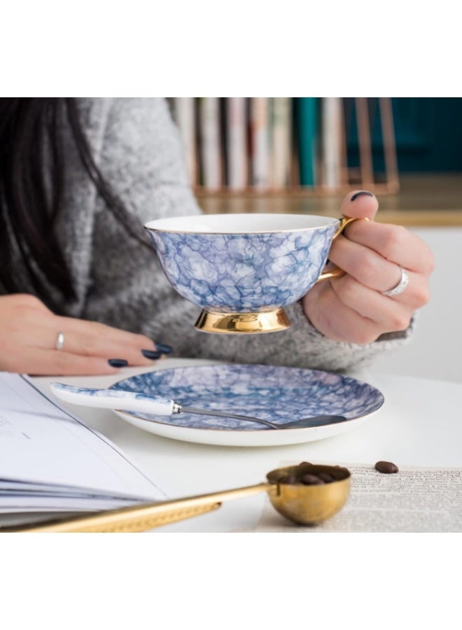 OASIS-TH Coffee Cup Nordic Style Coffee Cup Saucer Tea Cup Phnom Penh Ceramic Cup Creative Gem Cup for Kitchen (Color: Blue, Size: 10.5x6x5cm) - Image 1