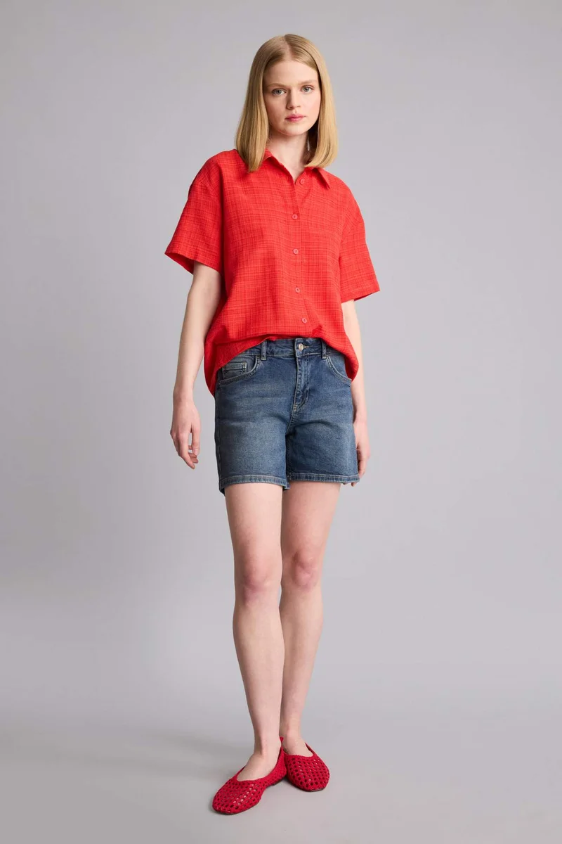 ديفاكتو Regular Fit Shirt Collar Short Sleeve Shirt