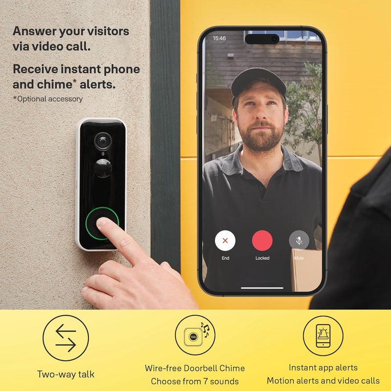 Yale Smart Video Doorbell FHD with 5Y Free Cloud Subscription, Battery Powered, 2Way Talk, Nightvision, Control with Yale Home App - Image 2