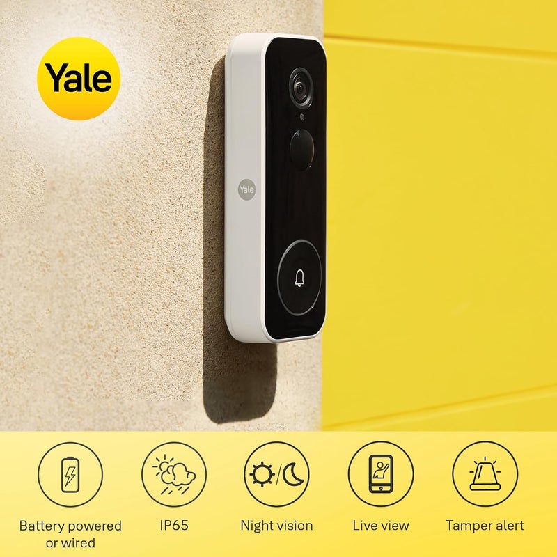Yale Smart Video Doorbell FHD with 5Y Free Cloud Subscription, Battery Powered, 2Way Talk, Nightvision, Control with Yale Home App - Image 1