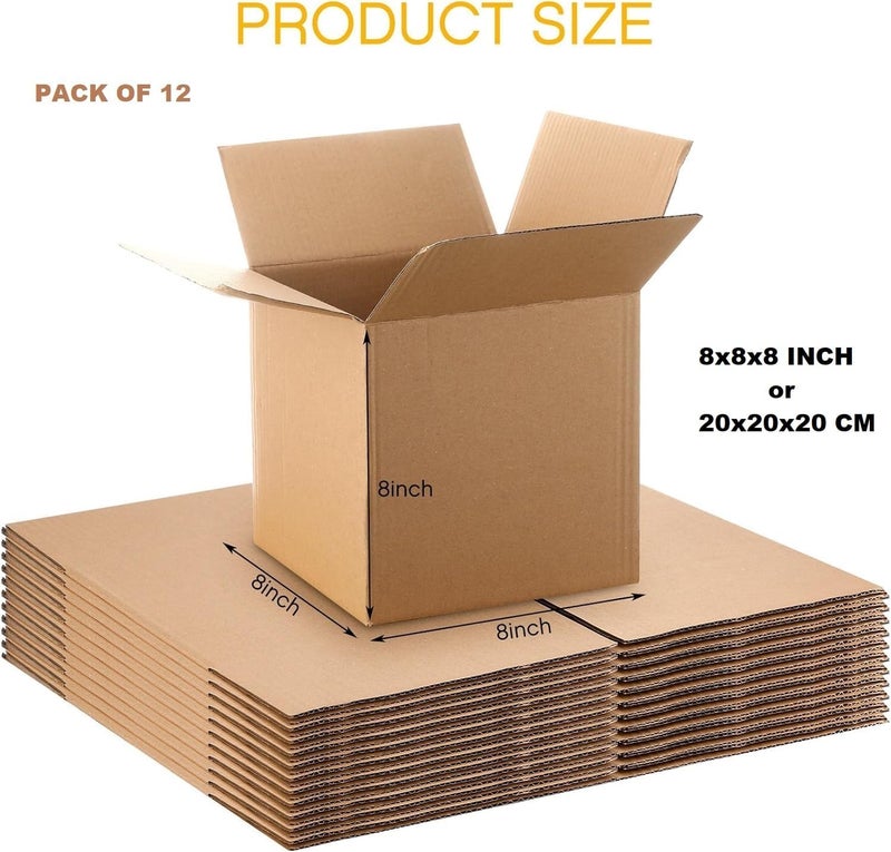 AL FAKHAMA 12 Pack Corrugated Mailer Boxes - 20x20x20 CM (8x8x8 in) - 3 PLY Sturdy Cardboard Shipping Cartons - Image 2