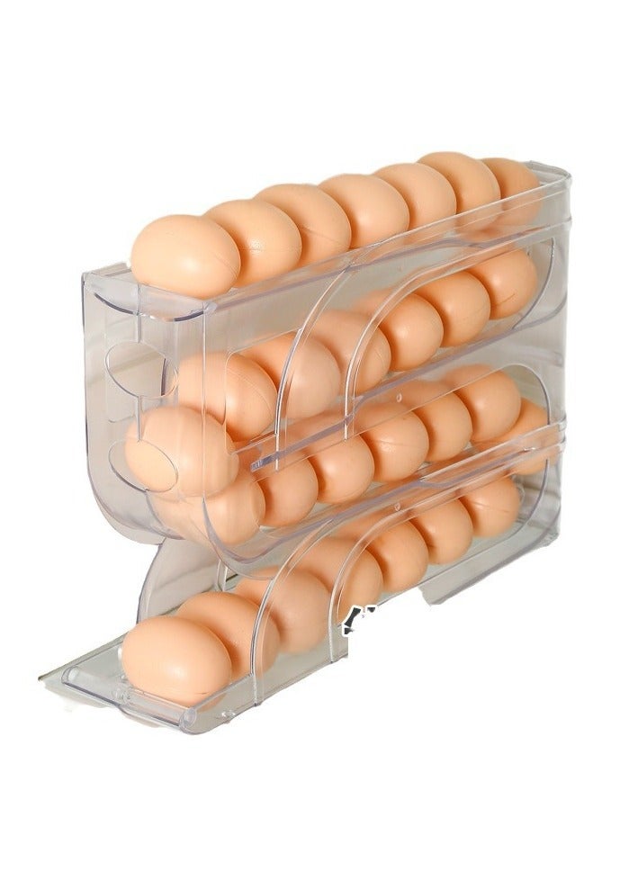 Altheqa 4 Layer Rolling Egg Holder Egg Organizer for 28-30 Eggs Egg Storage Container for Refrigerator, Ramp Type Auto Roll Egg Organizer for Refrigerator (White)  - Image 2